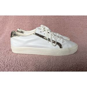 Madewell Sidewalk Low Top Leather White Snake Print Sneakers Women’s Size 8.5 M
